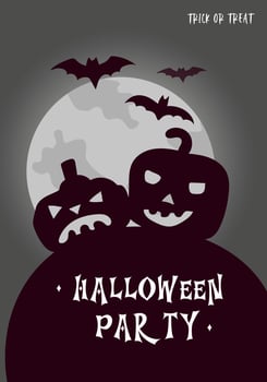 Happy Halloween . Greeting card, invitation card for a party or sale. Autumn Holiday. Flat vector illustration in dark colors