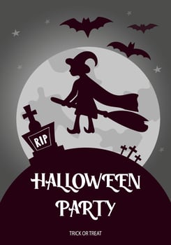 Happy Halloween . Greeting card, invitation card for a party or sale. Autumn Holiday. Flat vector illustration in dark colors