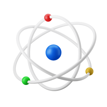 atom science class symbol 3d icon illustration png
