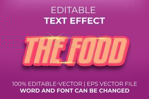 The Food text effect, easy to edit vector