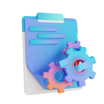3D illustration content management gear and document 2 png