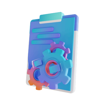 3D illustration content management gear and document 2 png