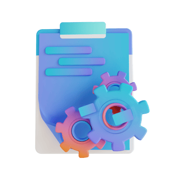 3D illustration content management gear and document 2 png