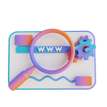 3D illustration data search and magnifying glass png