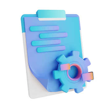 3D illustration gear and document content management png