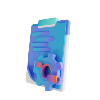 3D illustration gear and document content management png