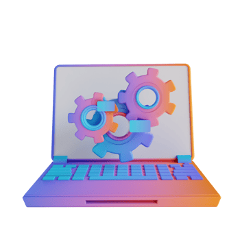 3D illustration laptop and gear setting png