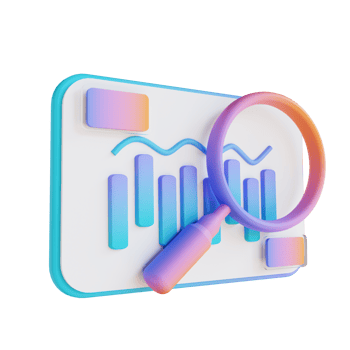 3D illustration search data analysis png