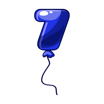 Cartoon balloon number 7 font kids numbers. Figure Seven. png