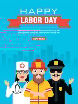 Happy Labor day design concept flat banner vector