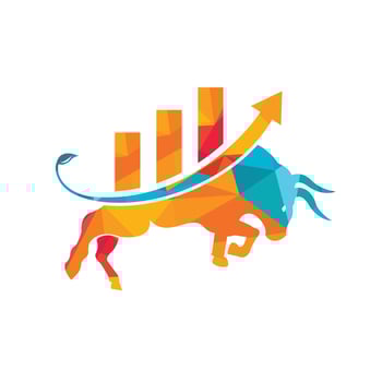 Financial bull logo design. Trade Bull Chart, finance logo. vector