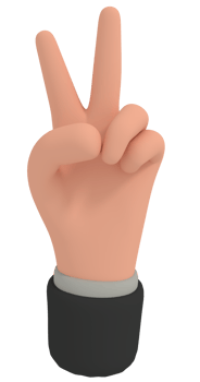 3d illustration of cartoon hand making peace gesture png