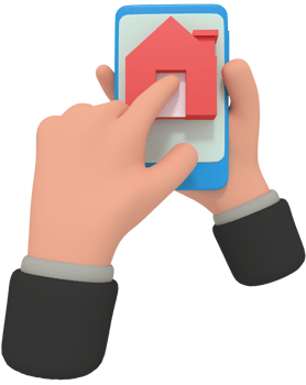 3d illustration of holding phone with home app png