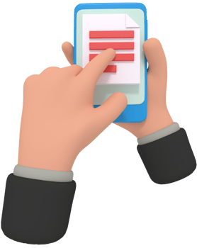 3d illustration of holding phone with document app png