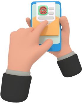 3d illustration of holding phone with email app png