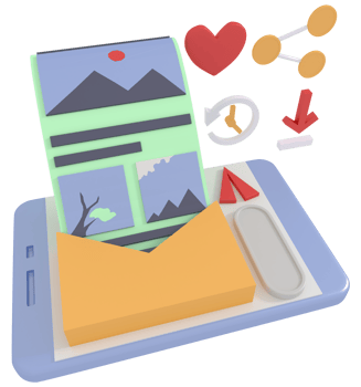 3d illustration of share article in social media png