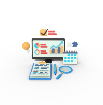 3d illustration of Business planning research statistics png