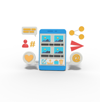 3d Illustration of image gallery app on mobile png