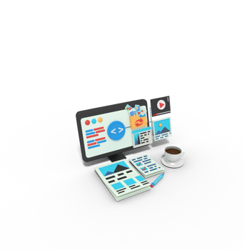 3d Illustration of programmer map website on computer png