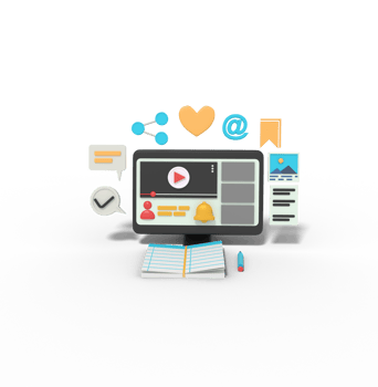 3d Illustration of learn video tutorials on computer online png
