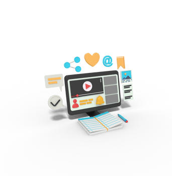 3d Illustration of learn video tutorials on computer online png