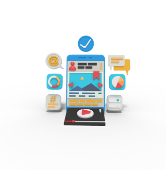3d Illustration of online multi media on smart phone png