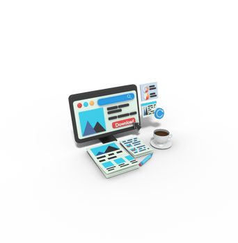 3d Illustration of website download picture developer on computer png