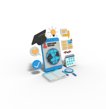 3d Illustration of online learning on smart phone png