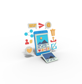 3d Illustration of multimedia app on phone png