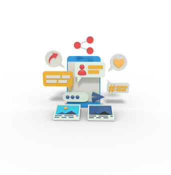 3d illustration of social media chating and share on phone png