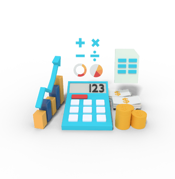3d illustration of Calculating profit on calculator png