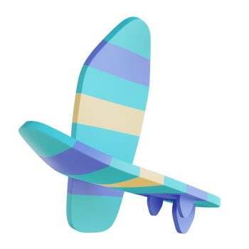 3D illustration surfing board png