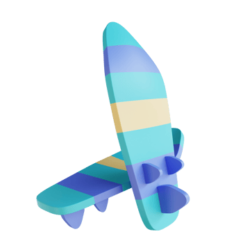 3D illustration surfing board png
