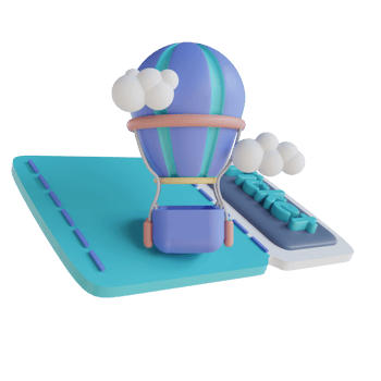 3D illustration hot air balloon ticket png