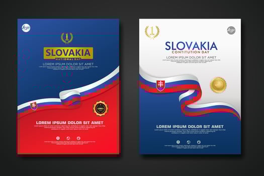 Set poster design Slovakia Constitution Day background template vector