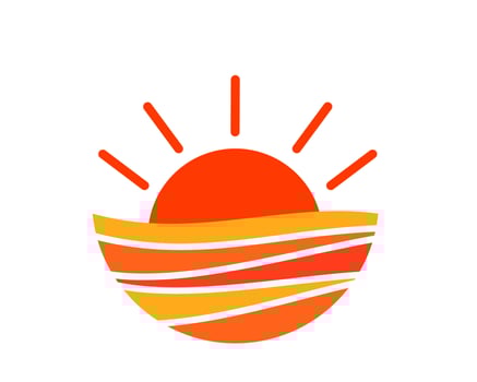 Vector illustration icon sunrise in simple flat design. Suitable for anything related to sunny day, tropical, summer