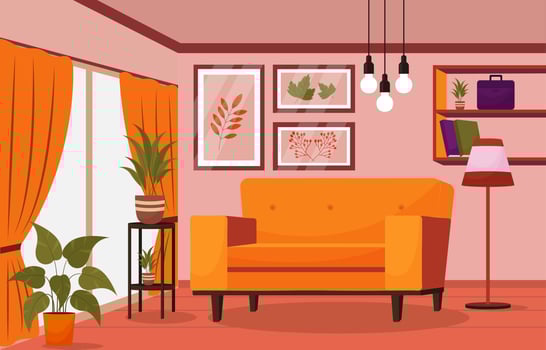 Living room interior flat style background vector