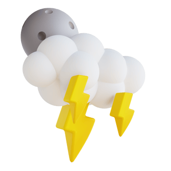 3D illustration cloudy night lightning png