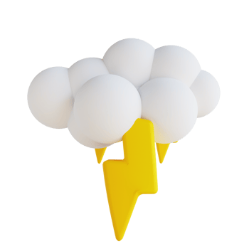 3D illustration cloudy weather and lightning png