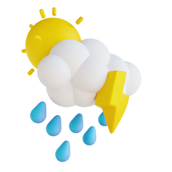 3D illustration day of heavy rain with lightning png