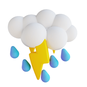 3D illustration heavy rain with lightning png