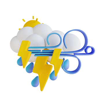 3D illustration stormy afternoon rain lightning png