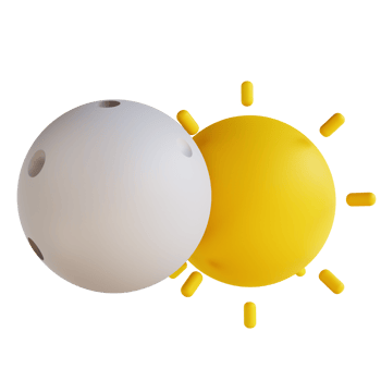 3D illustration sun and moon png