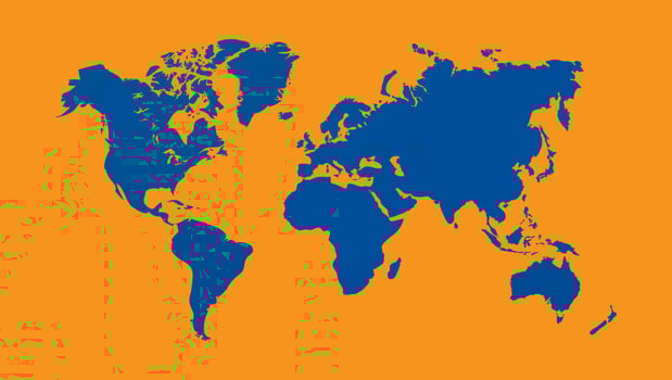 World map vector illustration , isolated on orange background. Flat Earth. Globe or world map