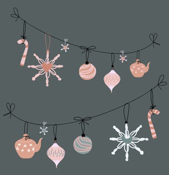 Set of Christmas garlands drawn in doodle style. vector