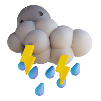 3D illustration heavy raining night with lightning png