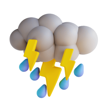 3D illustration heavy rain with lightning png