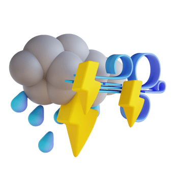3D illustration stormy night rain lightning png
