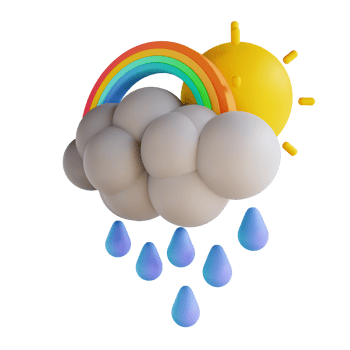 3D illustration rain and rainbow png