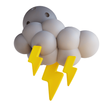 3D illustration cloudy night lightning png